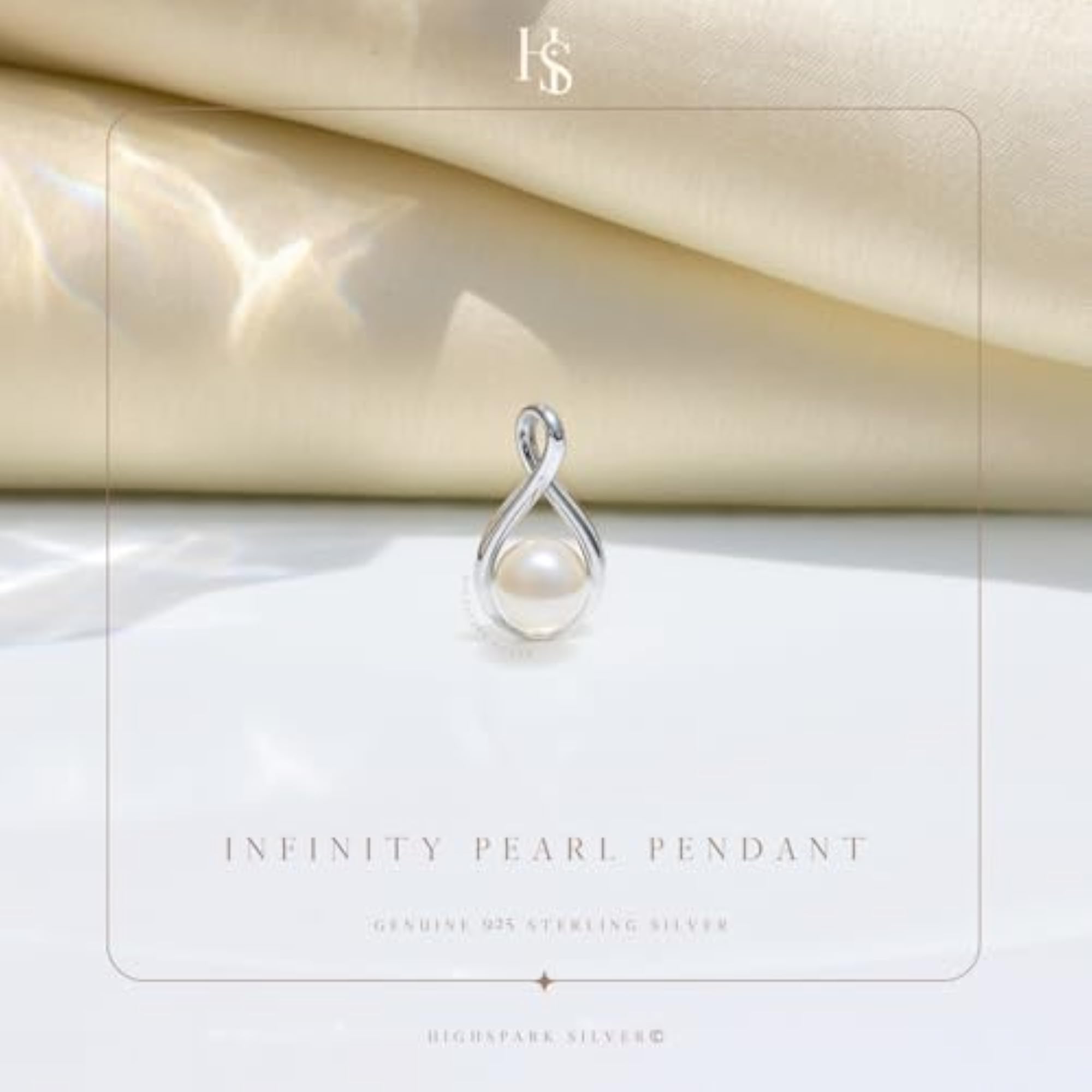 925 Sterling Silver Twist Pearl Pendant, Elegant Gift